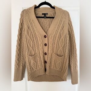 Aqua Cable Knit Button-Up Cardigan Sweater